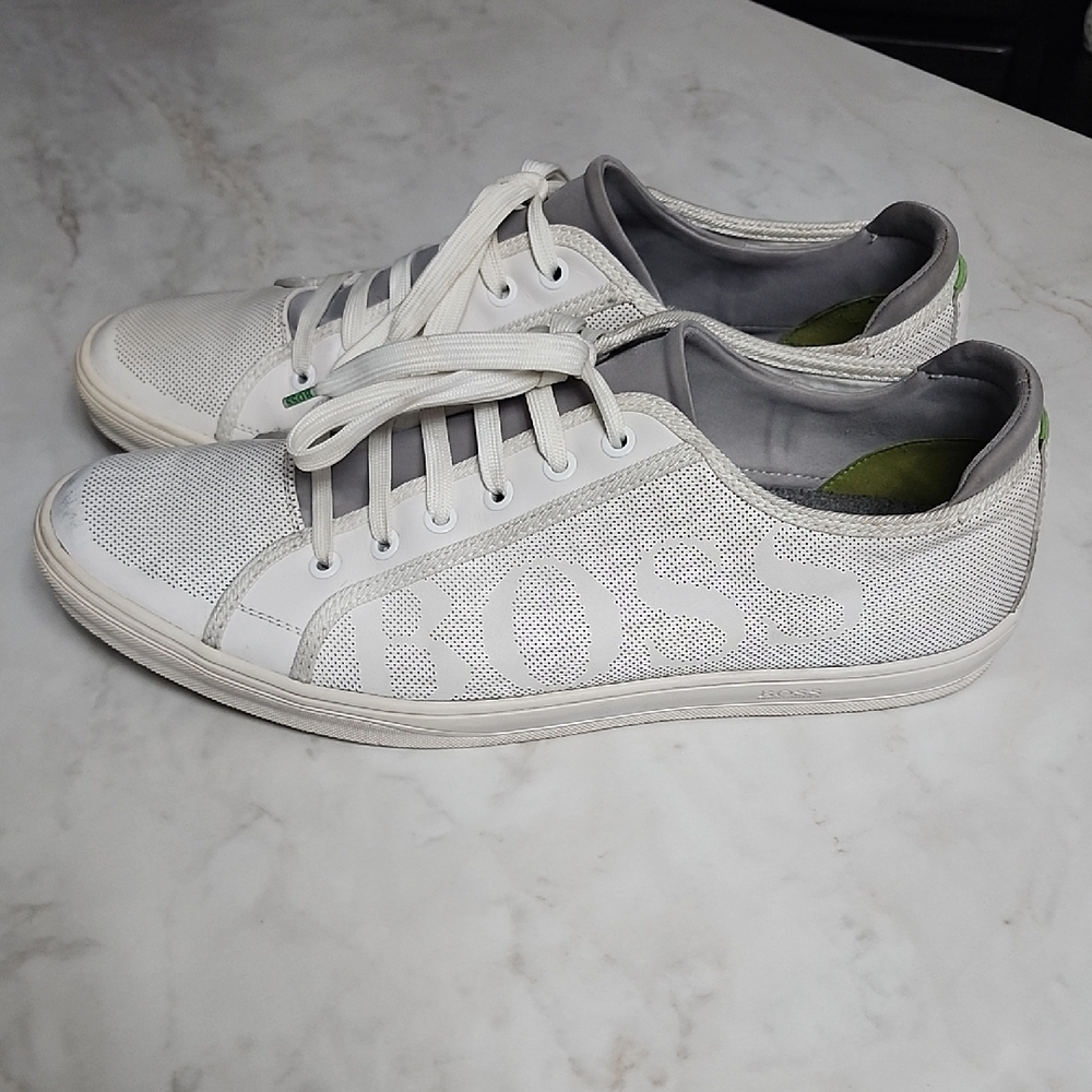 Boss White and Gray Men's Sneakers